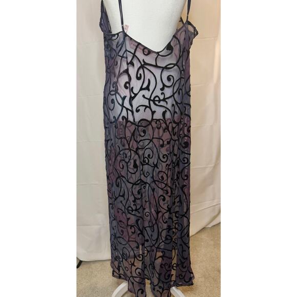 Vintage 90s Victoria’s Secret Burnout Velvet Sheer Purple Long Slip/Gown Large - Picture 5 of 12